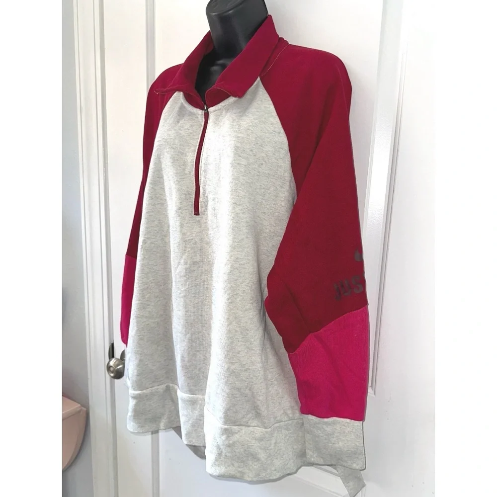 NIKE Dri-FIT Sweatshirt Workout Activewear Red/Grey/Pink